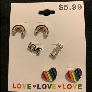 Colorful Rainbow and Love Earrings Set